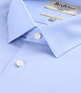 Blue sky shirt 100% cotton - Straight collar - MAXIME CLASSIC