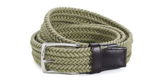 Men's Light Khaki cotton braided belt - NORWOOD SILVER COTON
