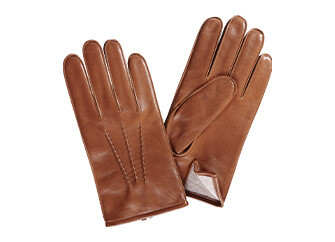 Brown Cognac lambskin Men's leather gloves