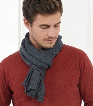 Blue Melange Herringbone light Wool and Cashmere scarf