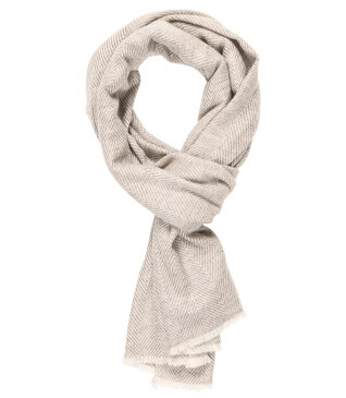 Beige and Ecru wool and cashmere scarf