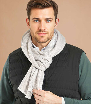 Beige and Ecru wool and cashmere scarf