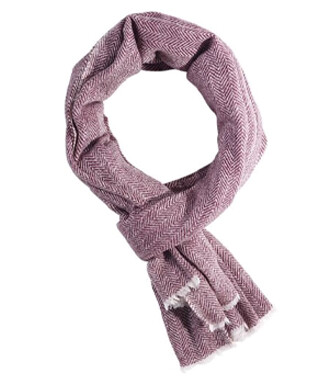 Burgundy & ecru Wool and Cashmere scarf