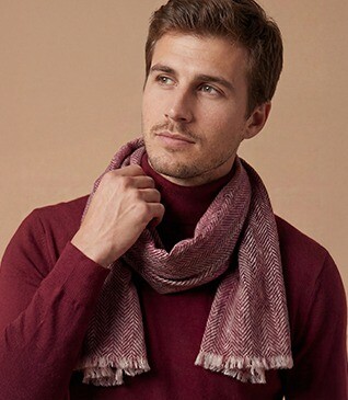 Burgundy & ecru Wool and Cashmere scarf