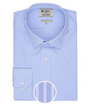 Blue Cotton shirt with white stripes - QUENTIN