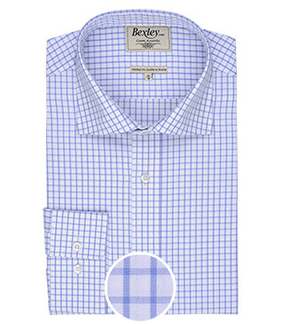 White shirt with blue checks - Italian collar - ALESSIO