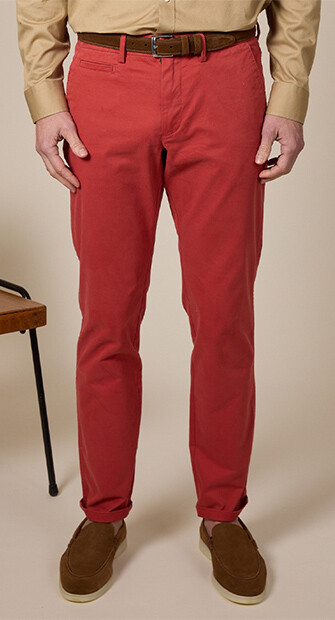 Men's chino trousers Brick Red - KYRK