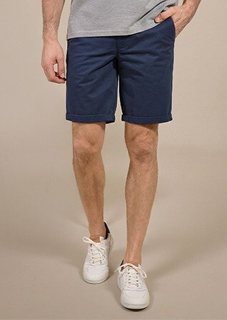 Navy Denim Chino Shorts - BARRY
