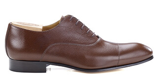 Sweet chestnut grained leather Men's Oxford shoes - Leather outsole - BRISBURY
