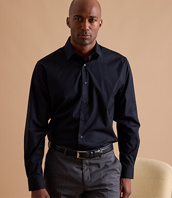 Black two ply Cotton shirt - ALBERT CLASSIC