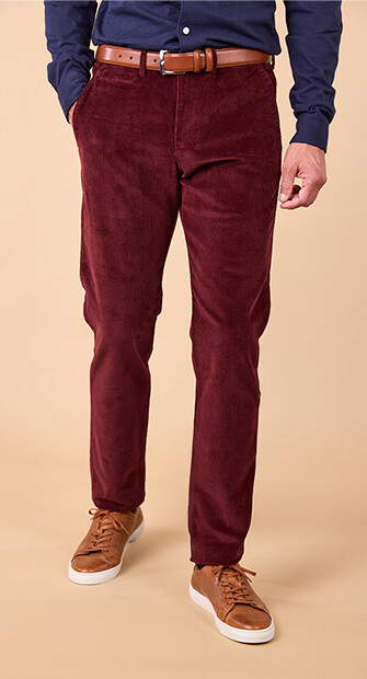 Burgundy Men's corduroy chinos - NORMAN
