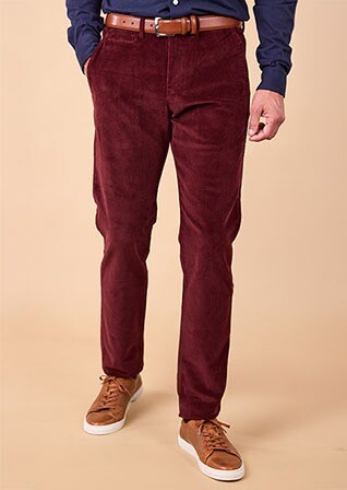 Burgundy Men's corduroy chinos - NORMAN