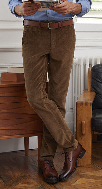 Light Khaki Men's corduroy trousers - NORMAN