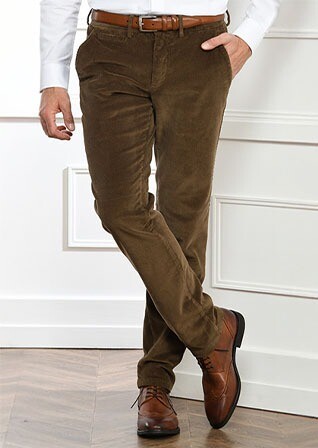 Light Khaki Men's corduroy trousers - NORMAN