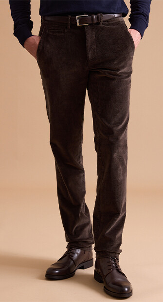 Brown Men's corduroy chinos - NORMAN
