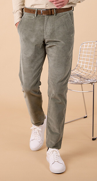 Green Eucalyptus Men's corduroy chinos - NORMAN