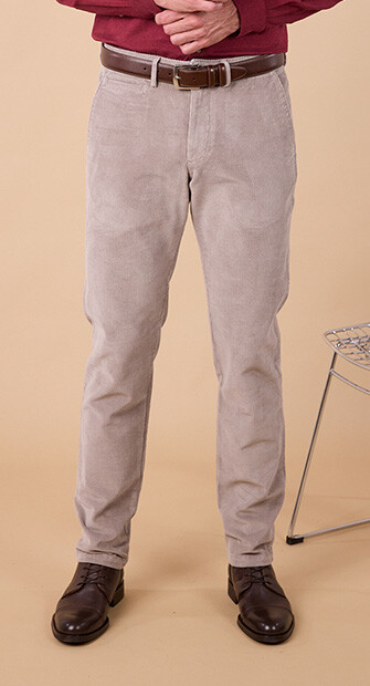 Light Taupe Grey Men's corduroy chinos - NORMAN