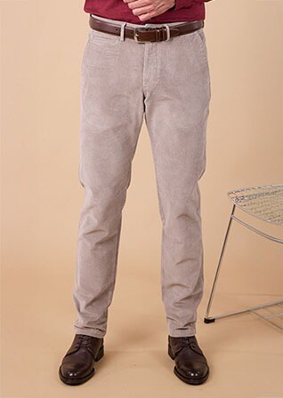 Light Taupe Grey Men's corduroy chinos - NORMAN