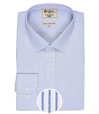 White cotton shirt with blue stripes - CLÉMENT
