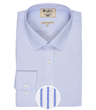 White cotton shirt with blue stripes - CLÉMENT