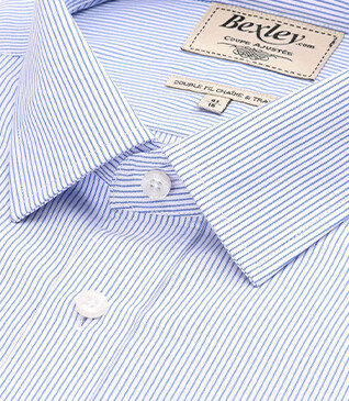White cotton shirt with blue stripes - CLÉMENT