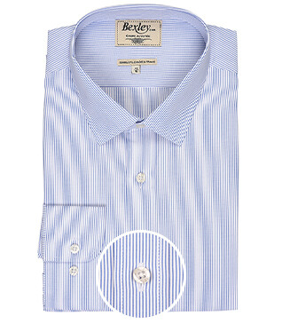 White cotton shirt with blue stripes - CLÉMENT