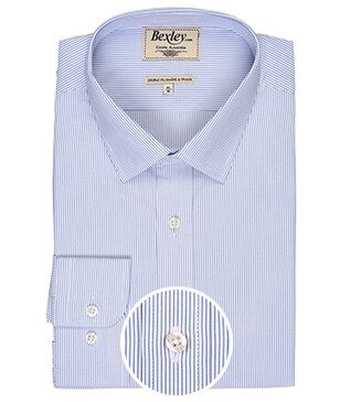 White cotton shirt with blue stripes - CLÉMENT