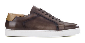 Patina Chocolate Men's leather Trainers - INGLEWOOD