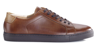 Patina Dark Chestnut Men's leather Trainers - INGLEWOOD