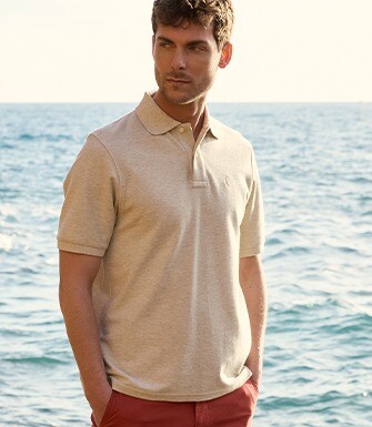 Men's polo shirt Beige Melange - GARETH