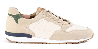 Beige suede and Tweed Trainers - CANBERRA