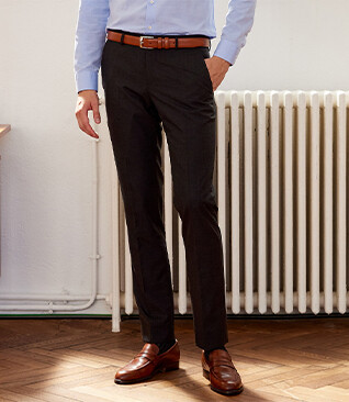 Men's Grey Anthracite Suit Trousers - LAZARE