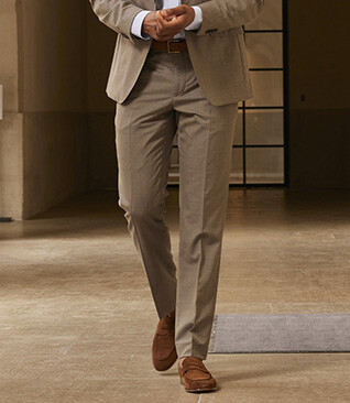 Men's Taupe melange Suit Trousers - LAZARE