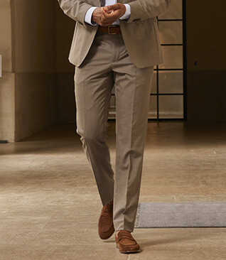 Men's Taupe melange Suit Trousers - LAZARE