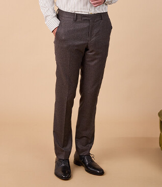 Men's Chocolate Melange Suit Trousers - LAZARE