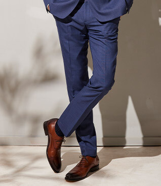 Men's Blue Melange Suit Trousers - LAZARE
