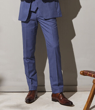 Men's Light Blue Melange Suit Trousers - LAZARE