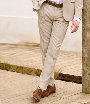 Men's Beige Melange Suit Trousers - LAZARE