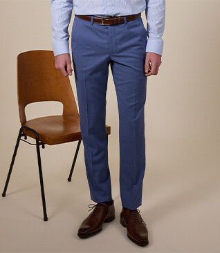 Middle Blue Melange Suit Trousers - LAZARE