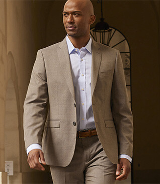 Men's Taupe melange Suit Jacket - LAZARE