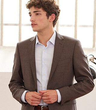 Men's Brown Melange Suit Jacket - LAZARE