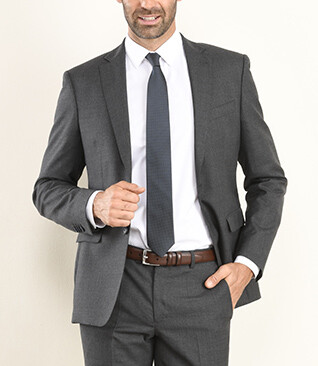 Men's Dark Grey Melange Suit Jacket - LAZARE