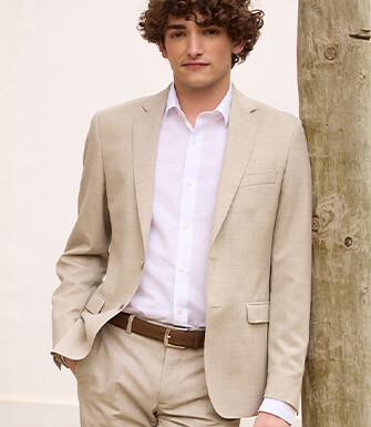 Men's Beige Melange Suit Jacket - LAZARE