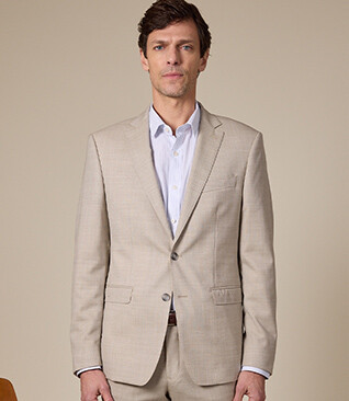 Men's Beige Melange Suit Jacket - LAZARE
