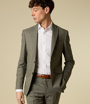 Light Khaki Melange Men's Suit Jacket - LAZARE