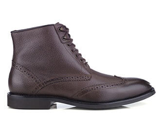 Grained Chocolate Lace-up Derby Boots - CHARING GOMME CITY
