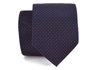 Navy Silk Tie - Red Micro dots