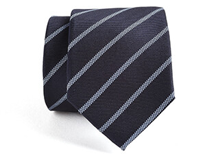 Navy and Sky Blue Striped Silk Tie