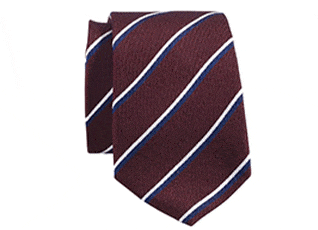 Burgundy Navy Bleu and Ecru Striped Silk Tie