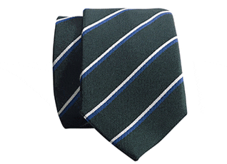 Green bleu and Ecru Striped Silk Tie